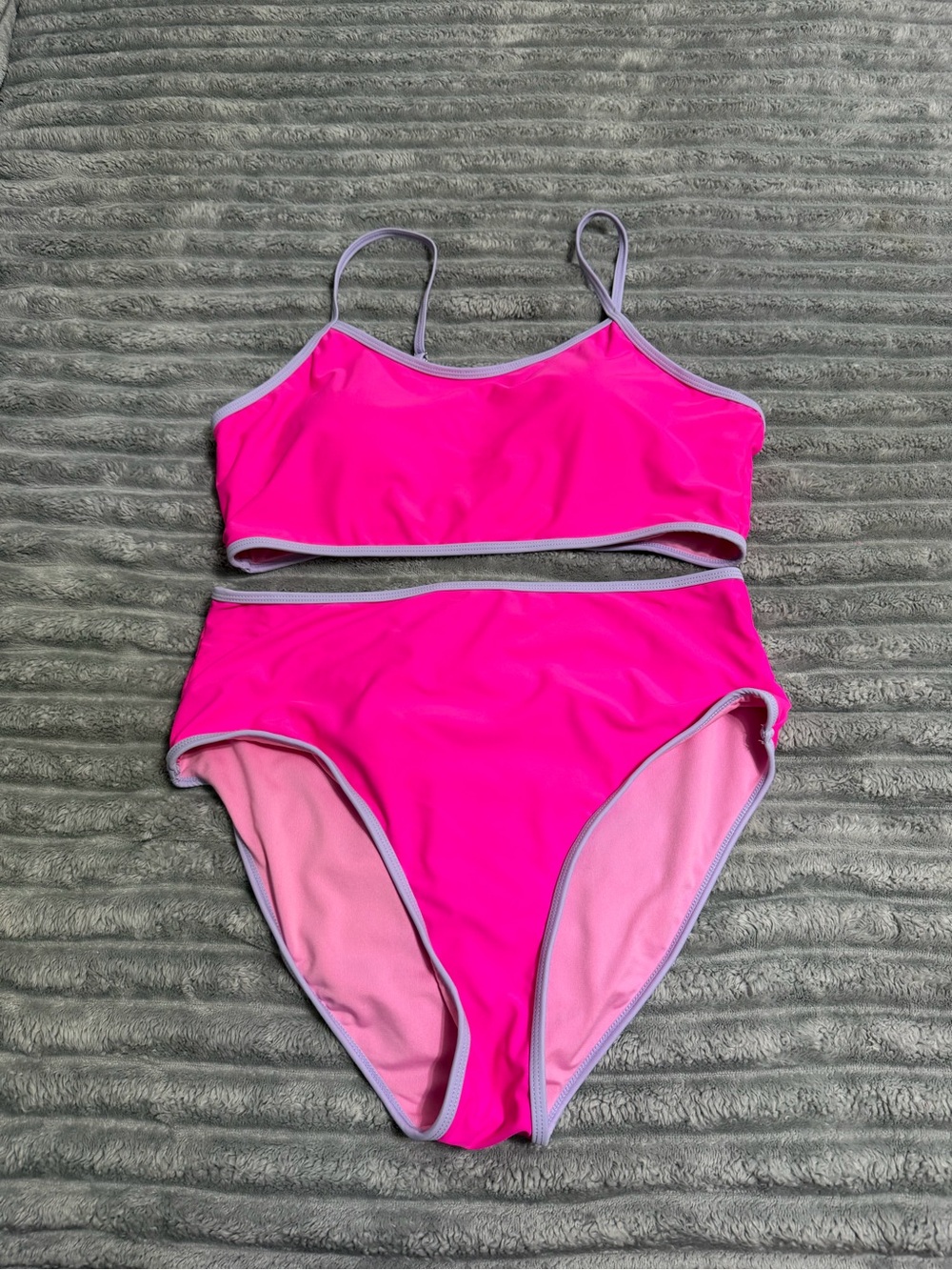 Neon Hot Pink with lilac trim Two-Piece Bikini Set